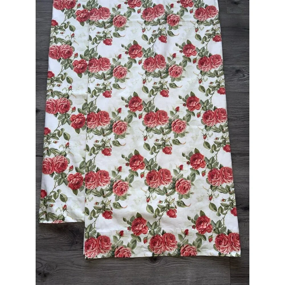 Spoonflower Floral / Red Rose 100% Cotton Curtain Panels 2- 84”X48” New w/o tags